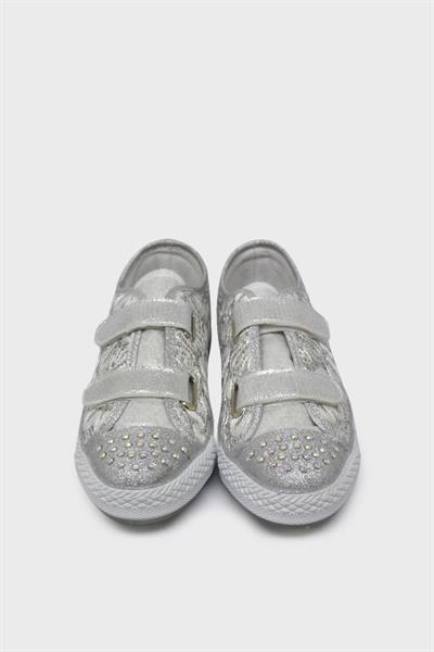 Kanuga Kız Çocuk Taş Detaylı Cırtlı Converse Ayakkabı Gümüş MAGL1216