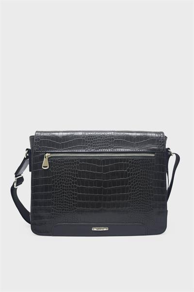 Kanuga Unisex Çapraz Çanta Siyah Kroko YSMN1587