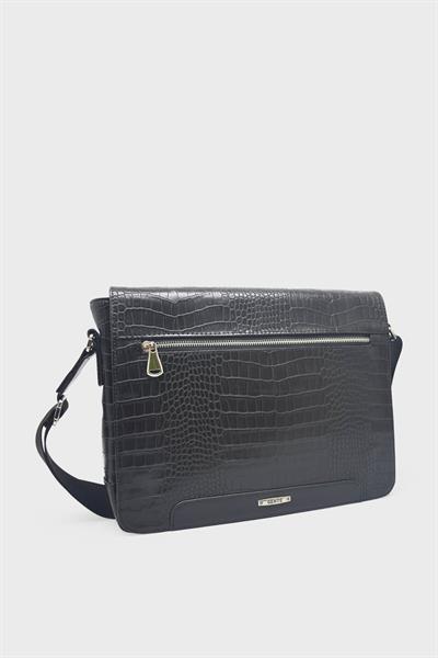 Kanuga Unisex Çapraz Çanta Siyah Kroko YSMN1587
