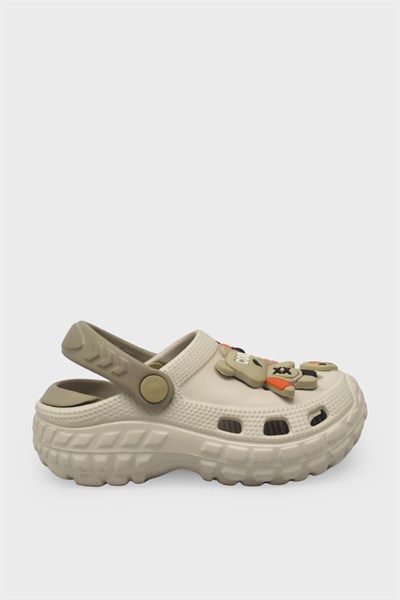Kanuga Unisex Çocuk Crocsstyle Terlik Ekru MYS960-1