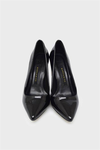 Marcatelli Kadın İnce Topuk Stiletto Siyah Rugan MRCTL7552