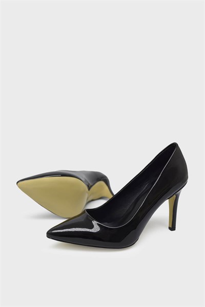 Marcatelli Kadın İnce Topuk Stiletto Siyah Rugan MRCTL7552