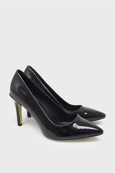 Marcatelli Kadın İnce Topuk Stiletto Siyah Rugan MRCTL7552