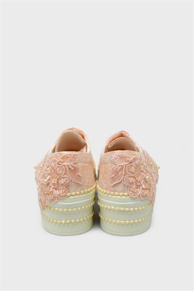 Meshure Kadın Gelin Sneakers Ayakkabı Pudra MSRE001