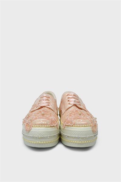 Meshure Kadın Gelin Sneakers Ayakkabı Pudra MSRE001