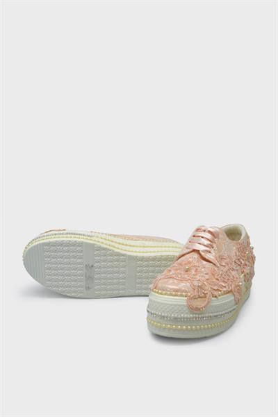 Meshure Kadın Gelin Sneakers Ayakkabı Pudra MSRE001