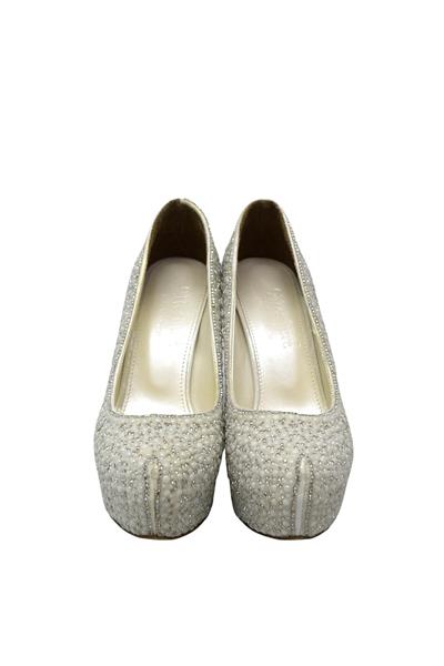 Meshure Kadın Taş Detaylı Topuklu Gelin Ayakkabısı Sedef MSRE2022-11