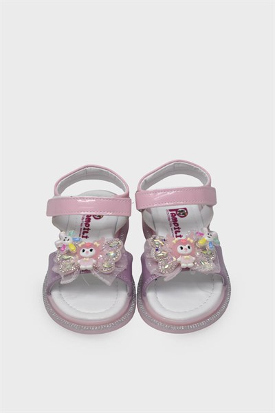 Minican Kız Çocuk Günlük Cırtlı Sandalet Pembe MNCN40