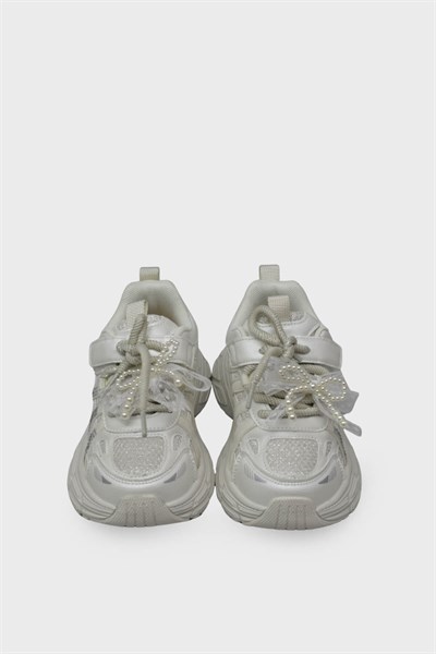 Minican Kız Çocuk Kurdeleli Cırtlı Sneaker Sedef MNCN10