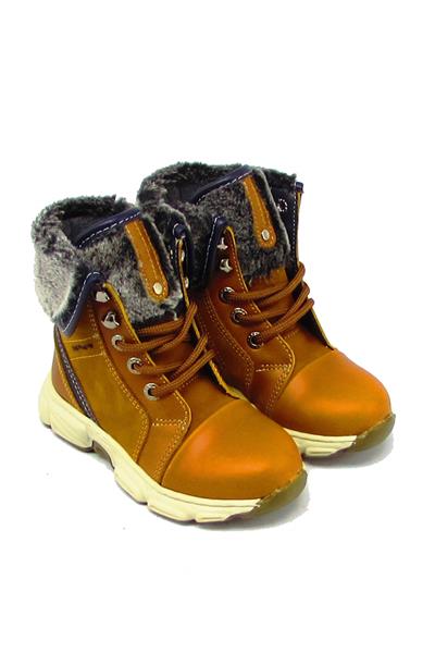 Minican Unisex Çocuk Kürklü Deri Bot Taba MNCN-Y11P