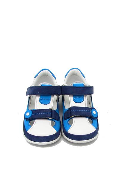 Minno Kids Erkek Çocuk Cırtlı Deri Sandalet Mavi Beyaz MK1835