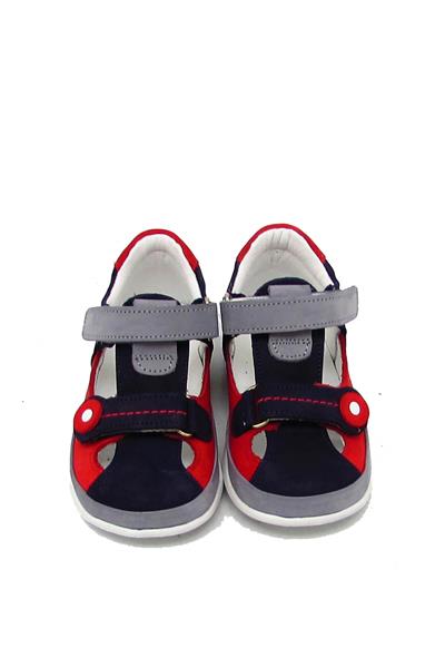 Minno Kids Erkek Çocuk Cırtlı Deri Sandalet Lacivert Gri MK1835