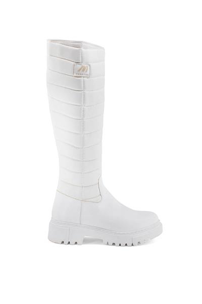 Mp Kadın Casual Kapitone Çizme Beyaz MP-2752