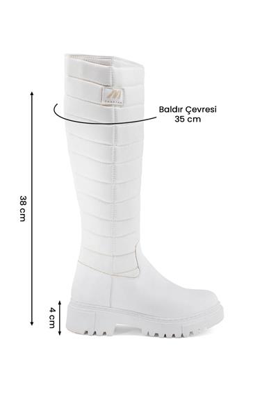 Mp Kadın Casual Kapitone Çizme Beyaz MP-2752