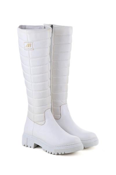 Mp Kadın Casual Kapitone Çizme Beyaz MP-2752
