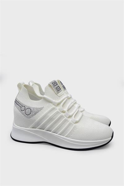 Mp Kadın Yazlık Gizli Topuk Streçli Spor Ayakkabı Beyaz MP-1669