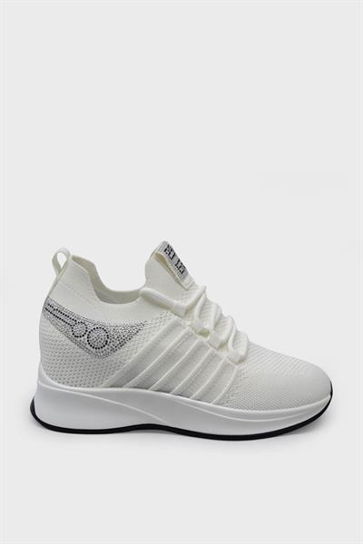 Mp Kadın Yazlık Gizli Topuk Streçli Spor Ayakkabı Beyaz MP-1669