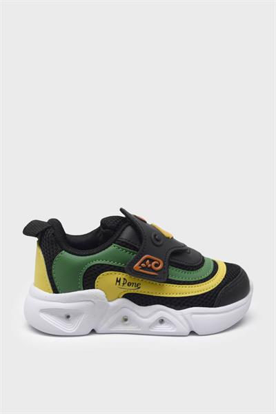 Mp Unisex Çocuk Cırtlı Spor Ayakkabı Siyah Yeşil MP-3229