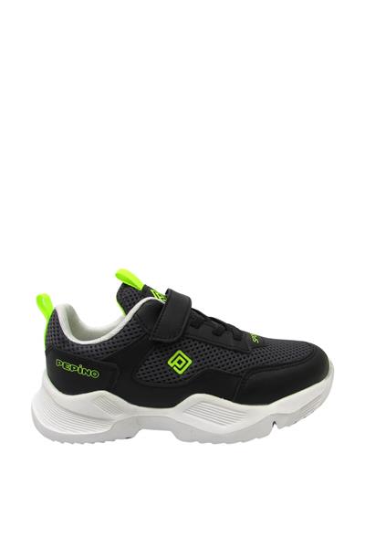 Pepino Erkek Çocuk Cırtlı Spor Ayakkabı Füme Siyah P-800