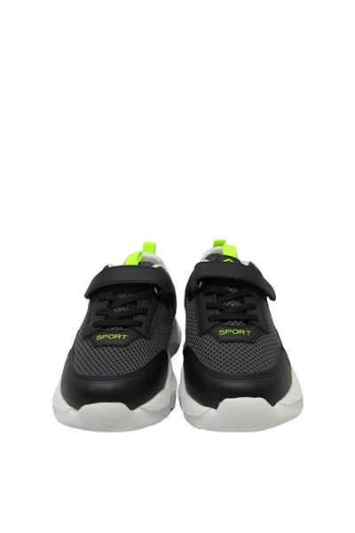 Pepino Erkek Çocuk Cırtlı Spor Ayakkabı Füme Siyah P-800