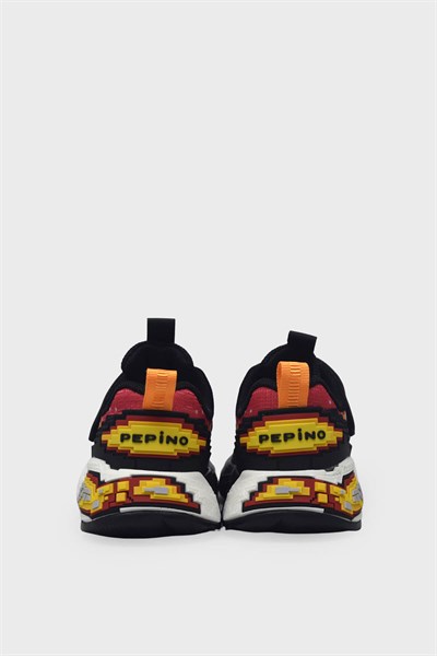 Pepino Erkek Çocuk Cırtlı Spor Ayakkabı Siyah Kırmızı P-2216