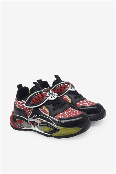 Pepino Erkek Çocuk Cırtlı Spor Ayakkabı Siyah Kırmızı P-2048