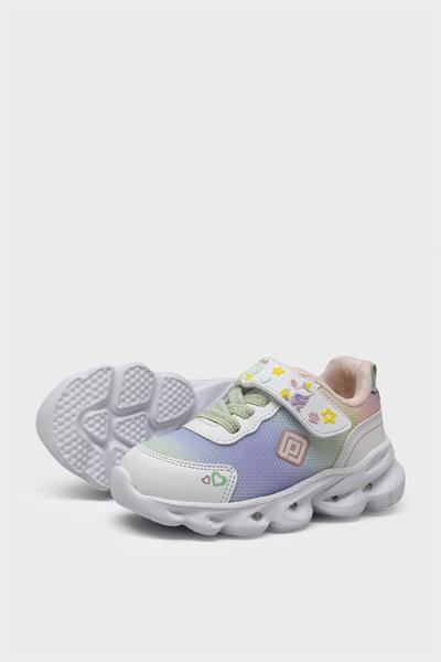 Pepino Kız Çocuk Cırtlı Işıklı Spor Ayakkabı Beyaz P-1415