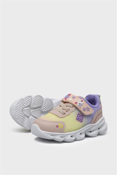 Pepino Kız Çocuk Cırtlı Işıklı Spor Ayakkabı Pudra P-1415