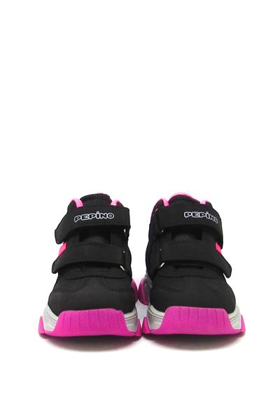 Pepino Kız Çocuk Cırtlı Spor Ayakkabı Siyah Fuşya P-1387