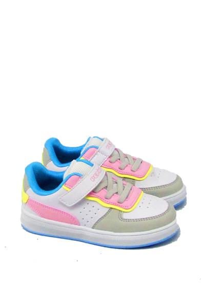 Pepino Kız Çocuk Cırtlı Spor Ayakkabı Beyaz Pembe P-964