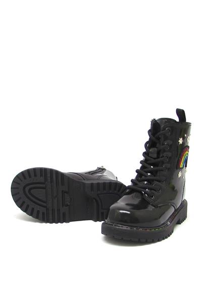 Pepino Kız Çocuk Gökkuşağı Desenli Bot Siyah P-1527