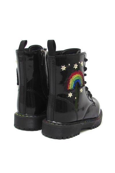 Pepino Kız Çocuk Gökkuşağı Desenli Bot Siyah P-1527