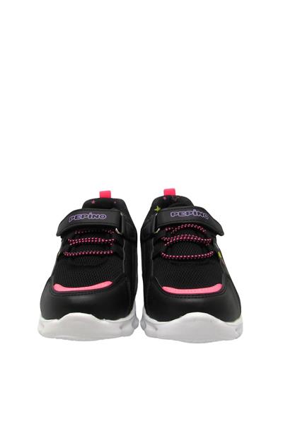 Pepino Kız Çocuk Işıklı Spor Ayakkabı Siyah Gümüş P-1429