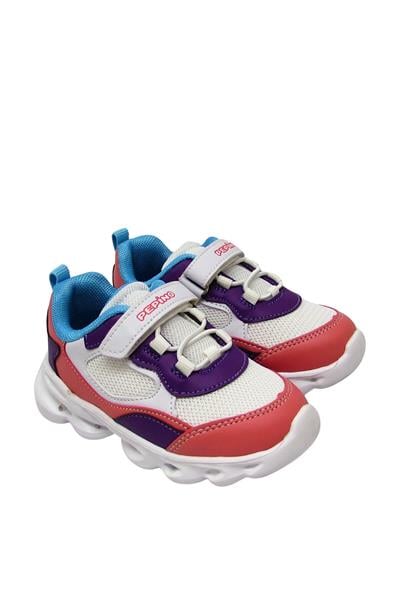 Pepino Kız Çocuk Işıklı Spor Ayakkabı Beyaz Pembe P-1253