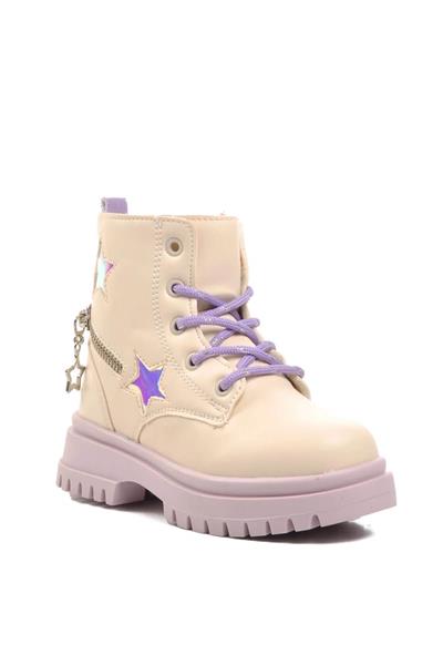 Pepino Kız Çocuk Yıldız Desenli Bot Bej Lila P-1525