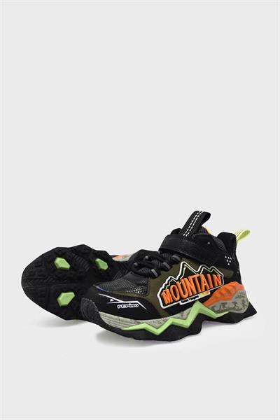 Pepino Unisex Çocuk Cırtlı Outdoor Ayakkabı Siyah Turuncu P-1846