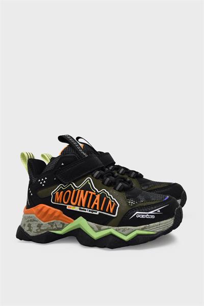 Pepino Unisex Çocuk Cırtlı Outdoor Ayakkabı Siyah Turuncu P-1846