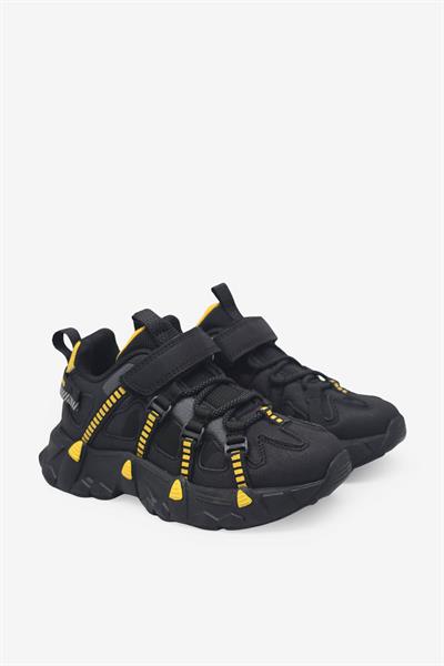 Pepino Unisex Çocuk Cırtlı Spor Ayakkabı Siyah Sarı P-2000