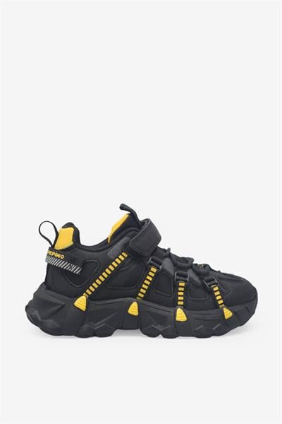 Pepino Unisex Çocuk Cırtlı Spor Ayakkabı Siyah Sarı P-2000