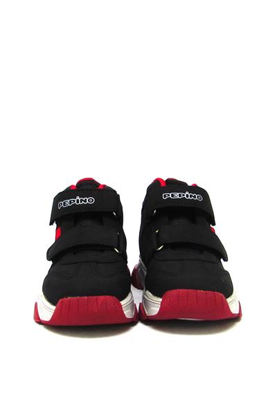 Pepino Unisex Çocuk Cırtlı Spor Ayakkabı Siyah Kırmızı P-1387