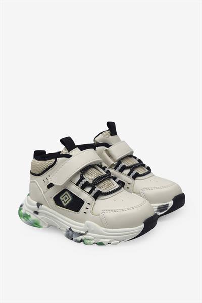 Pepino Unisex Çocuk Cırtlı Spor Ayakkabı Krem Siyah P-2063