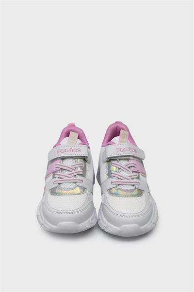 Pepino Unisex Çocuk Cırtlı Spor Ayakkabı Beyaz Pembe P-1432
