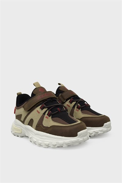 Pepino Unisex Çocuk Cırtlı Spor Ayakkabı Vizon Kahve P-1734