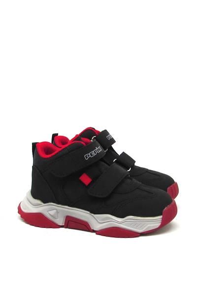 Pepino Unisex Çocuk Cırtlı Spor Ayakkabı Siyah Kırmızı P-1387