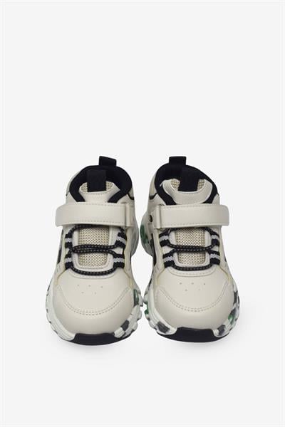 Pepino Unisex Çocuk Cırtlı Spor Ayakkabı Krem Siyah P-2063