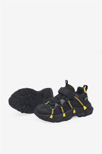 Pepino Unisex Çocuk Cırtlı Spor Ayakkabı Siyah Sarı P-2000