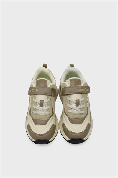 Pepino Unisex Çocuk Cırtlı Spor Ayakkabı Vizon Krem P-1798