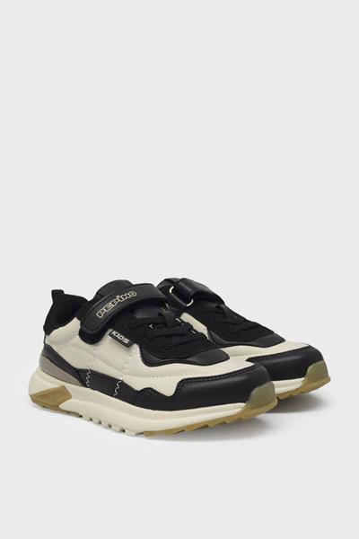 Pepino Unisex Çocuk Cırtlı Spor Ayakkabı Krem Siyah P-1798