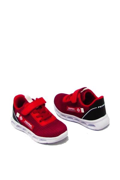 Pepino Unisex Çocuk Fileli Yazlık Spor Ayakkabı Kırmızı Siyah P-1213