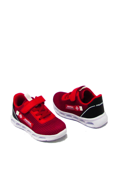 Pepino Unisex Çocuk Fileli Yazlık Spor Ayakkabı Kırmızı Siyah P-1213
